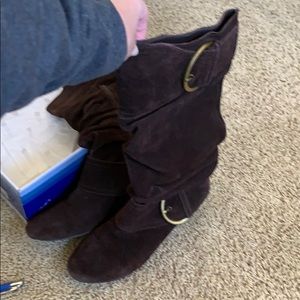 Brown suede boots